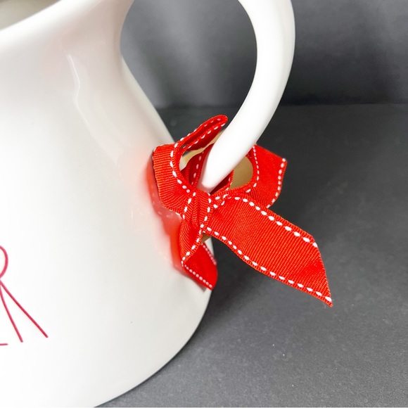 NWT RAE DUNN Magenta CHEER Watering can pitcher NWT New gift tag ribbon Holiday - Picture 3 of 8